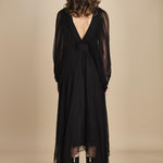 abito lungo con manica in voille DENISA BLACK mes demoiselles