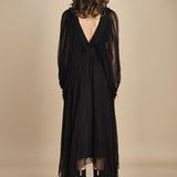 abito lungo con manica in voille DENISA BLACK mes demoiselles