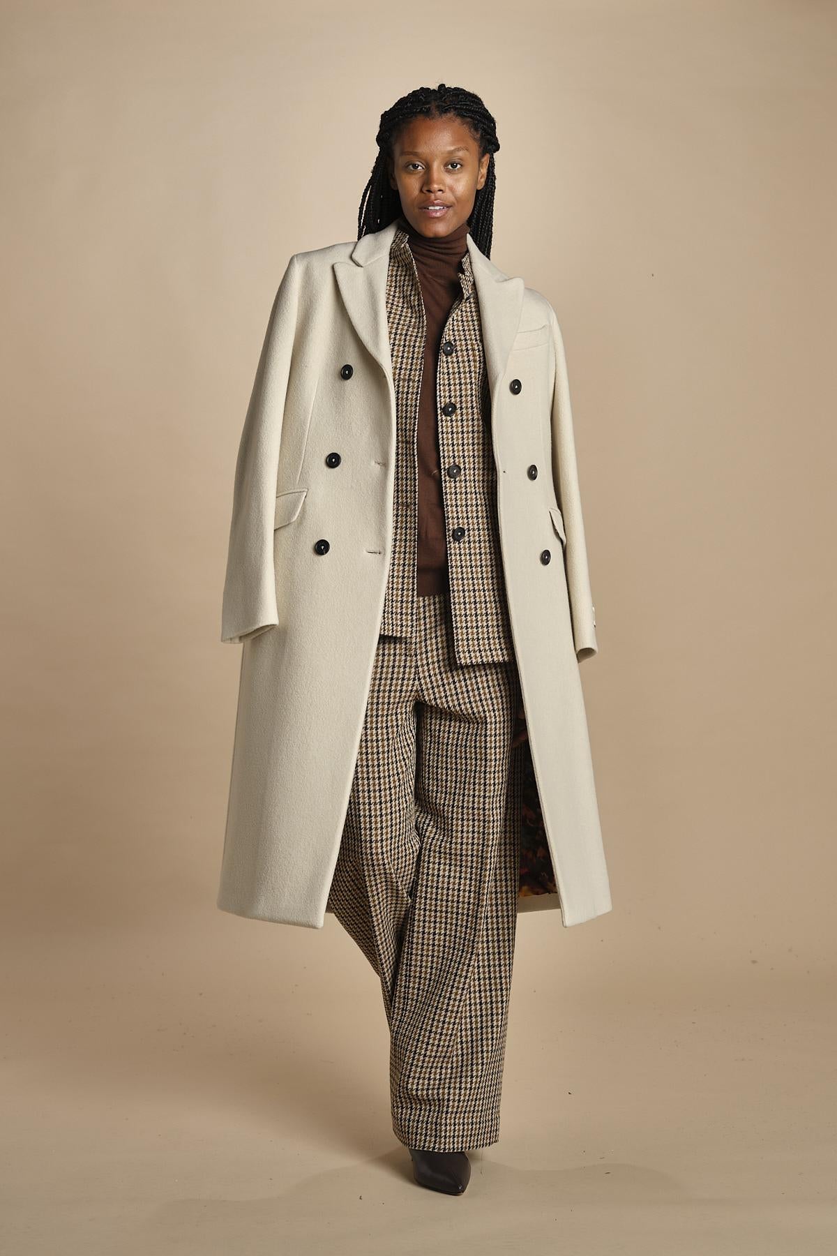 LONDRA2 cappotto doppiopetto panno lana cachemire LONDRA2 MILK massimo alba
