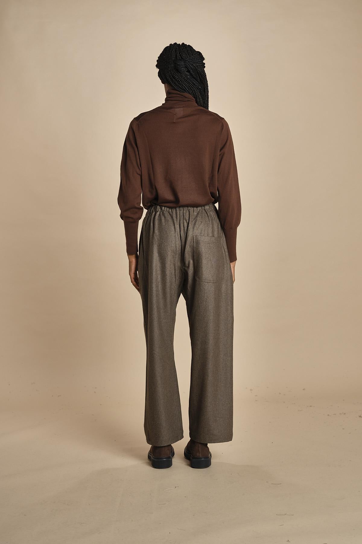PINOT pantalone in flanella con elastico PINOT MINK MELANGE sofie d'hoore