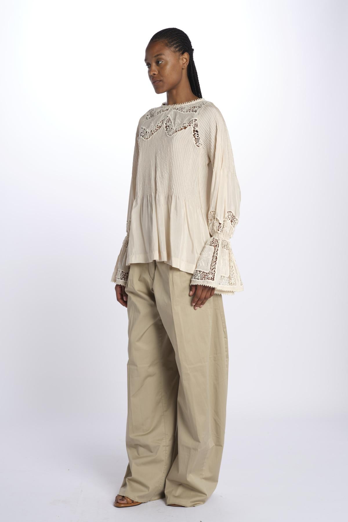 Camicia COSIMA nervature pizzo COSIMA TOP BEIGE lug von siga
