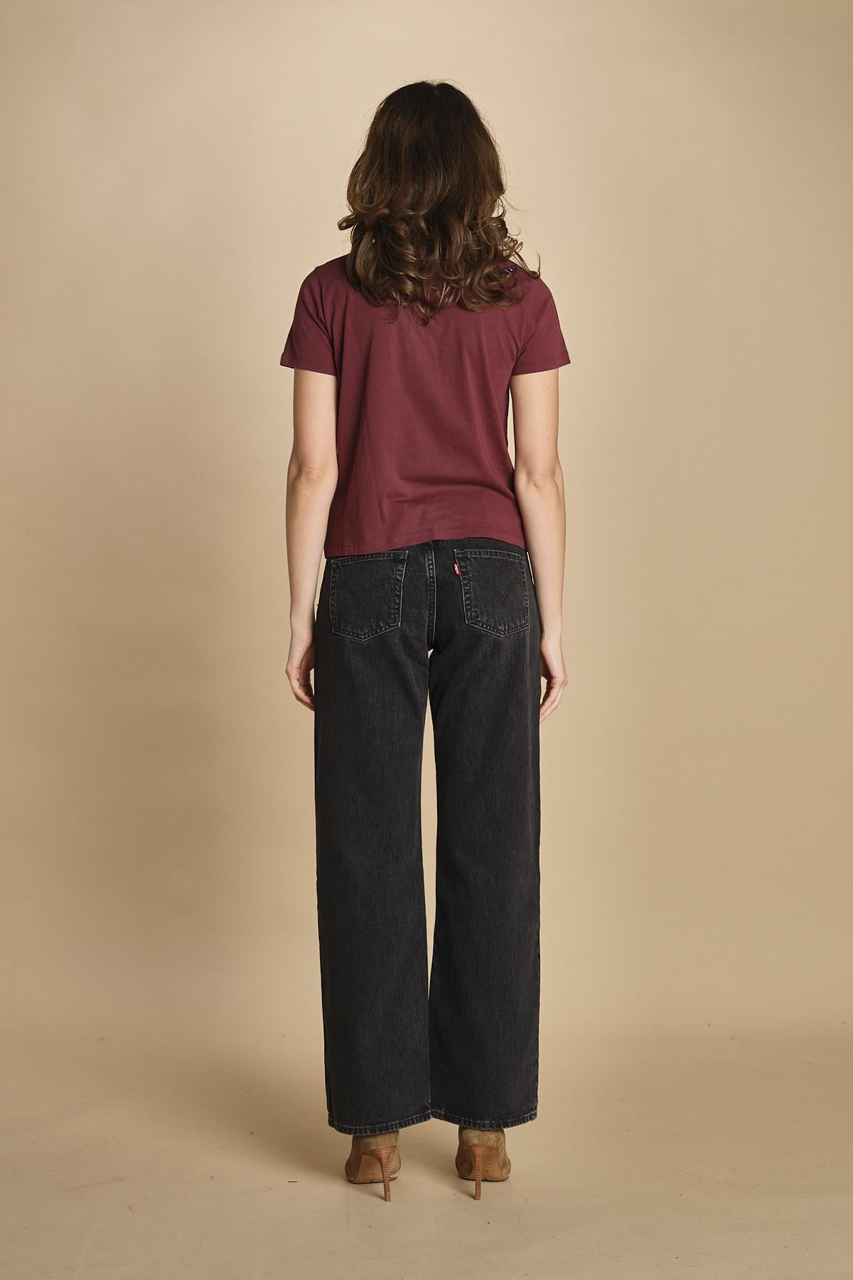 t-shirt con ali ricamate. JWTS02821 BURGUNDY 540 zadig & voltaire