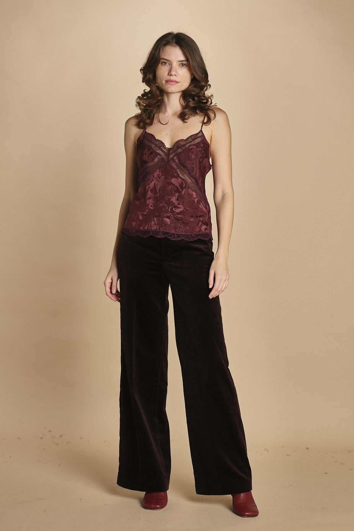 top con spalline sottili. WWCR01298 BURGUNDY 540 zadig & voltaire