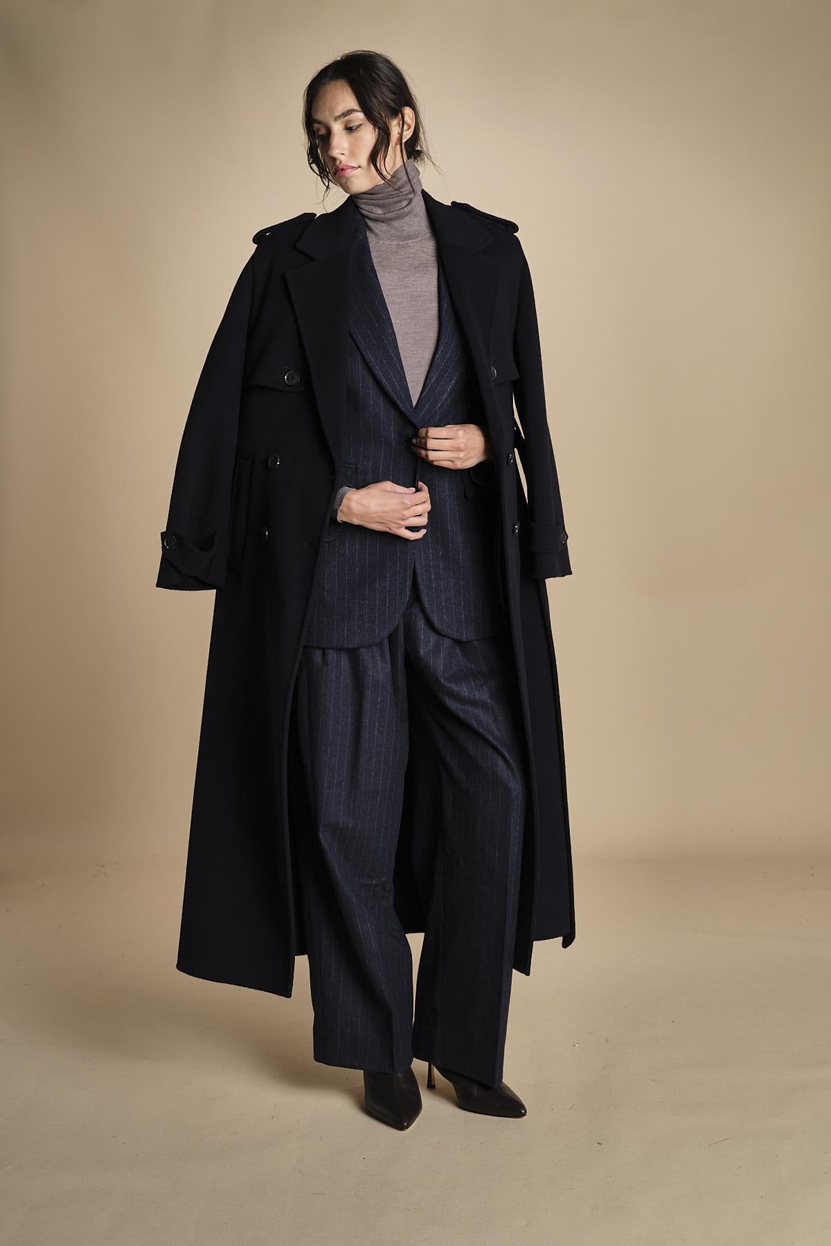 NOEMI pantaloni tela lana NOEMI NAVYBLUE true avenue