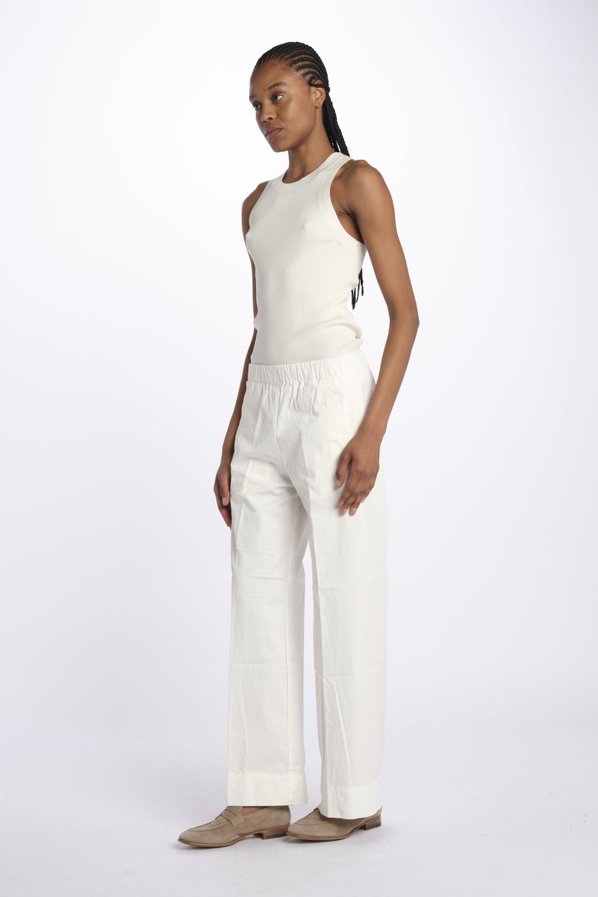 Pantalone PENSIL cotone con elastico PENSIL IVORY true avenue