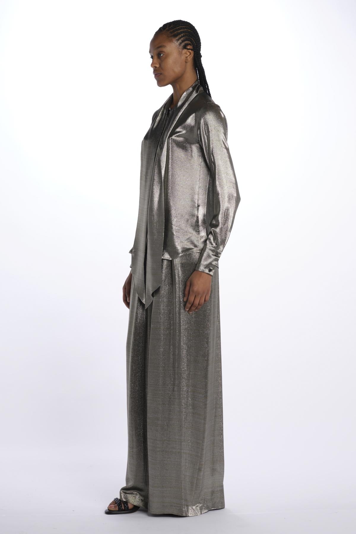 Camicia seta lurex E20FT12 SILVER martin grant