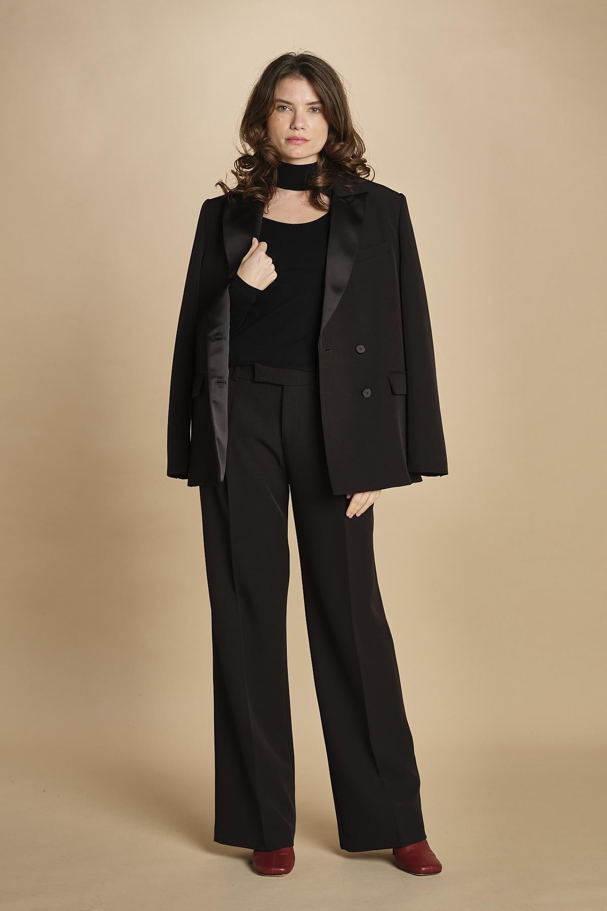 giacca doppipetto in cady 30303-313 NERO 29 federica tosi