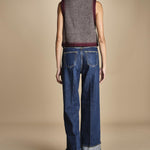 gilet in tessuto diagonale ricamato WILL GILET GREY antik batik