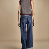 gilet in tessuto diagonale ricamato WILL GILET GREY antik batik