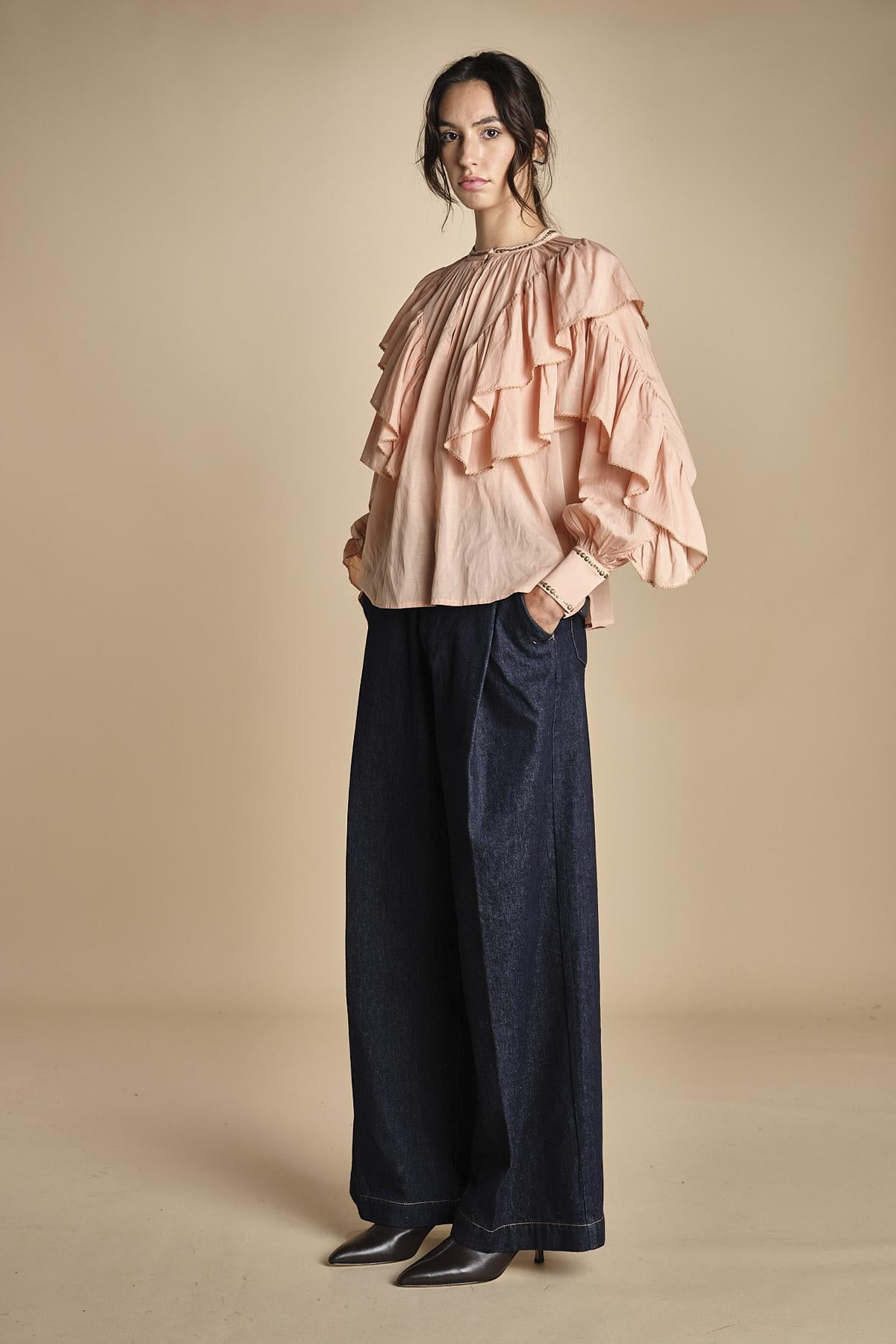 camicia con voille SELONA TOP BLUSH PINK scarlett poppies