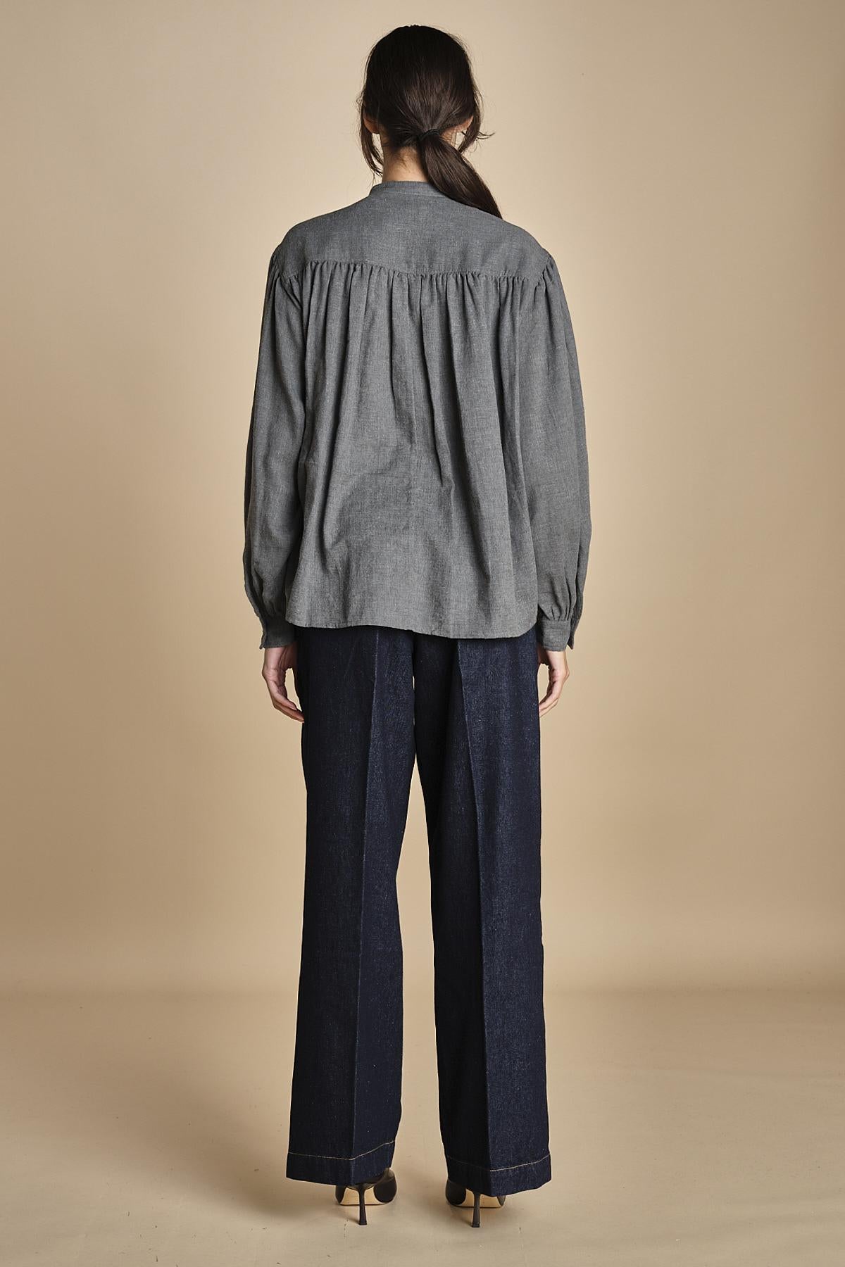 camicia voille lana con rouches MAGRITTE LIGHT GREY laurence bras