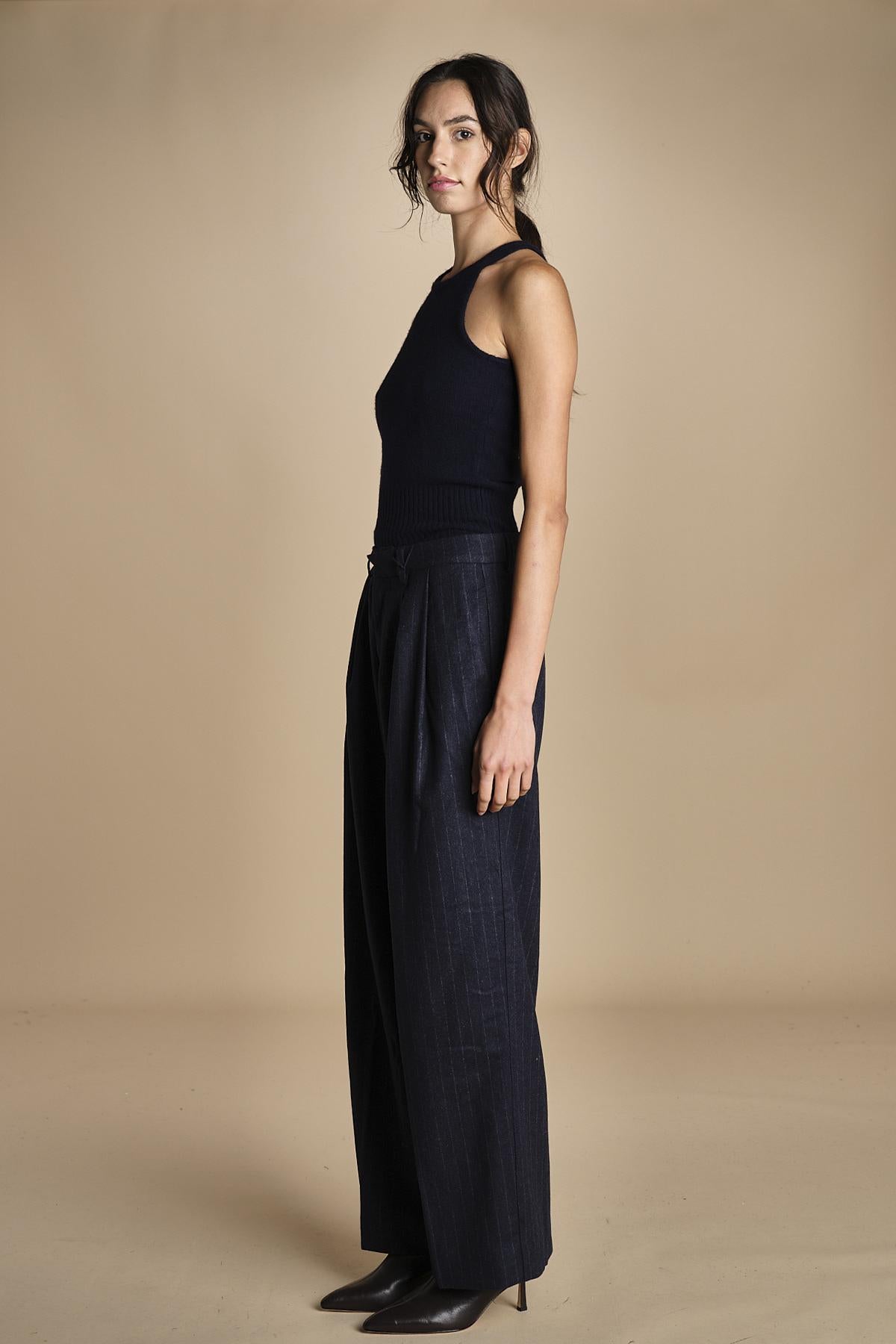 pantaloni in tela lana NOEMI NAVYBLUE true avenue