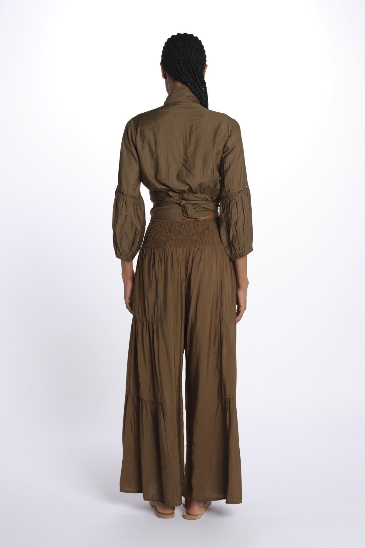 MARIA top con nodo e maniche lunghe MARIA OLIVE laraethnics