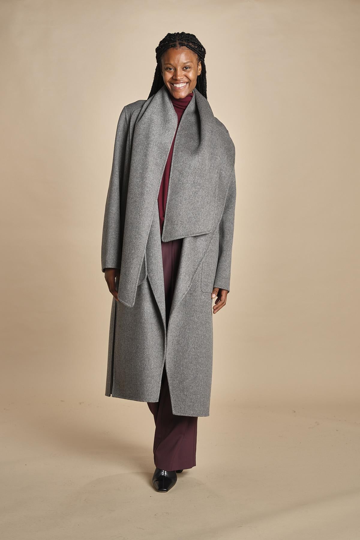 cappotto double con sciarpa VALERAN 3HVA36-V01001 GRIS CHINE vanessa bruno