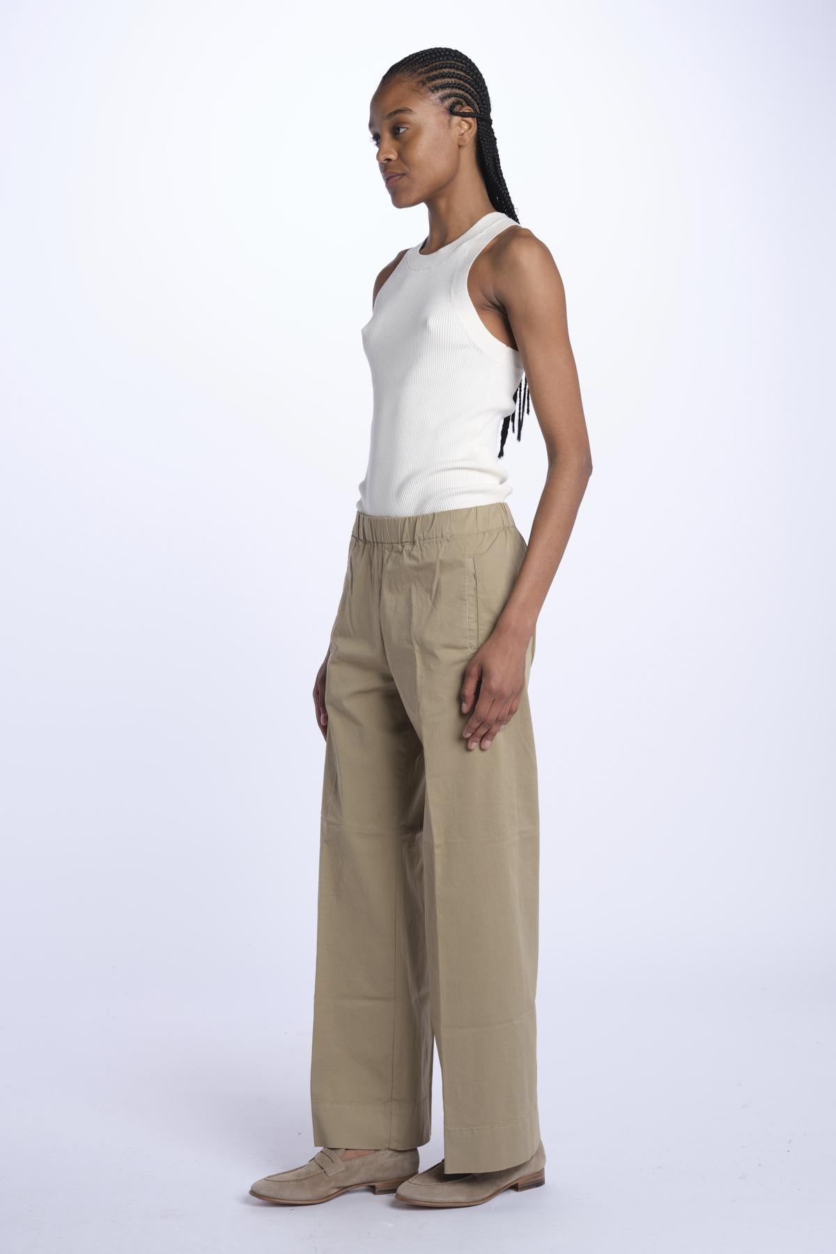 Pantalone PENSIL cotone con elastico PENSIL KHAKI true avenue