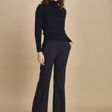 pantalone lungo a zampa. PAOLINA PL142 NAVY nine in the morning