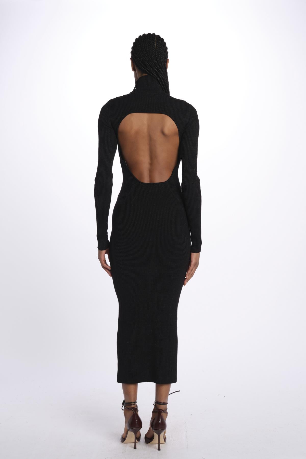 MIREILLE abito in maglia scollo schiena KWDR00179 NERO zadig & voltaire