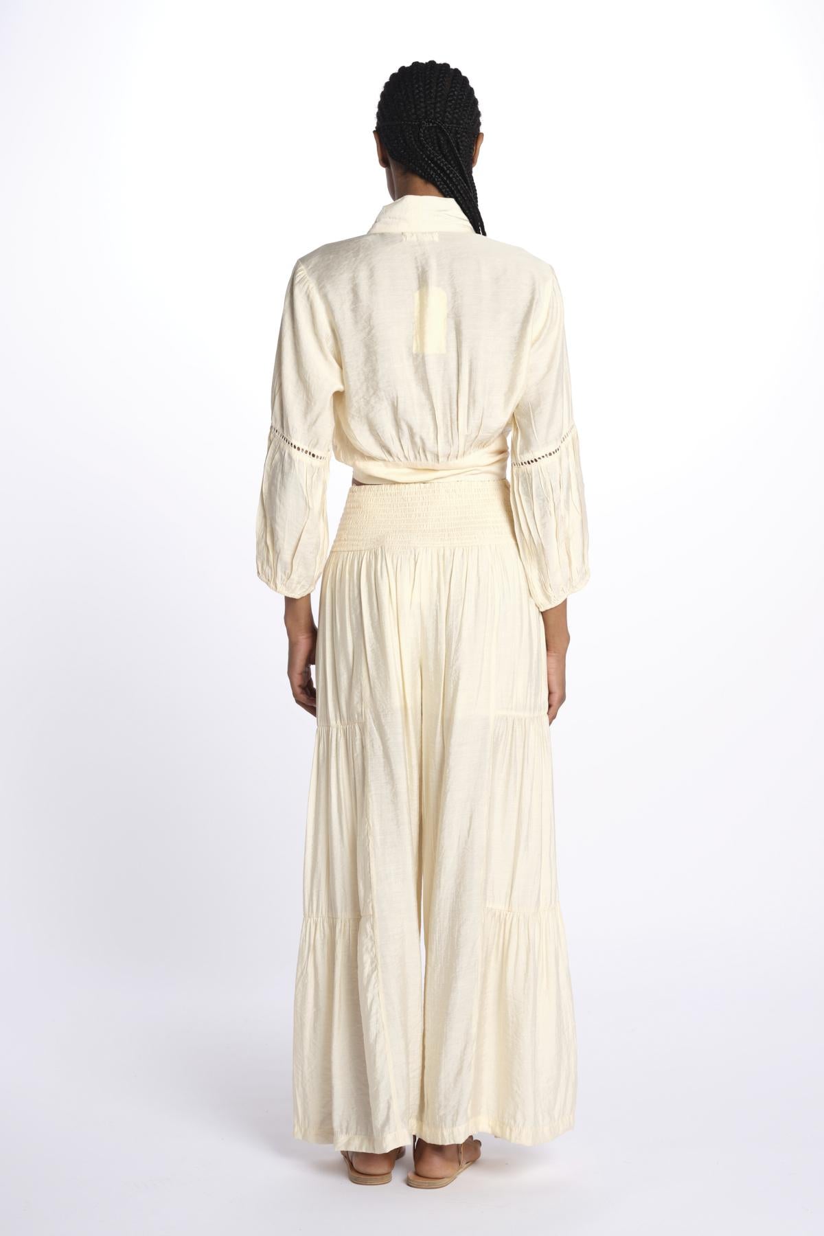MARIA top con nodo e maniche lunghe MARIA SAND laraethnics