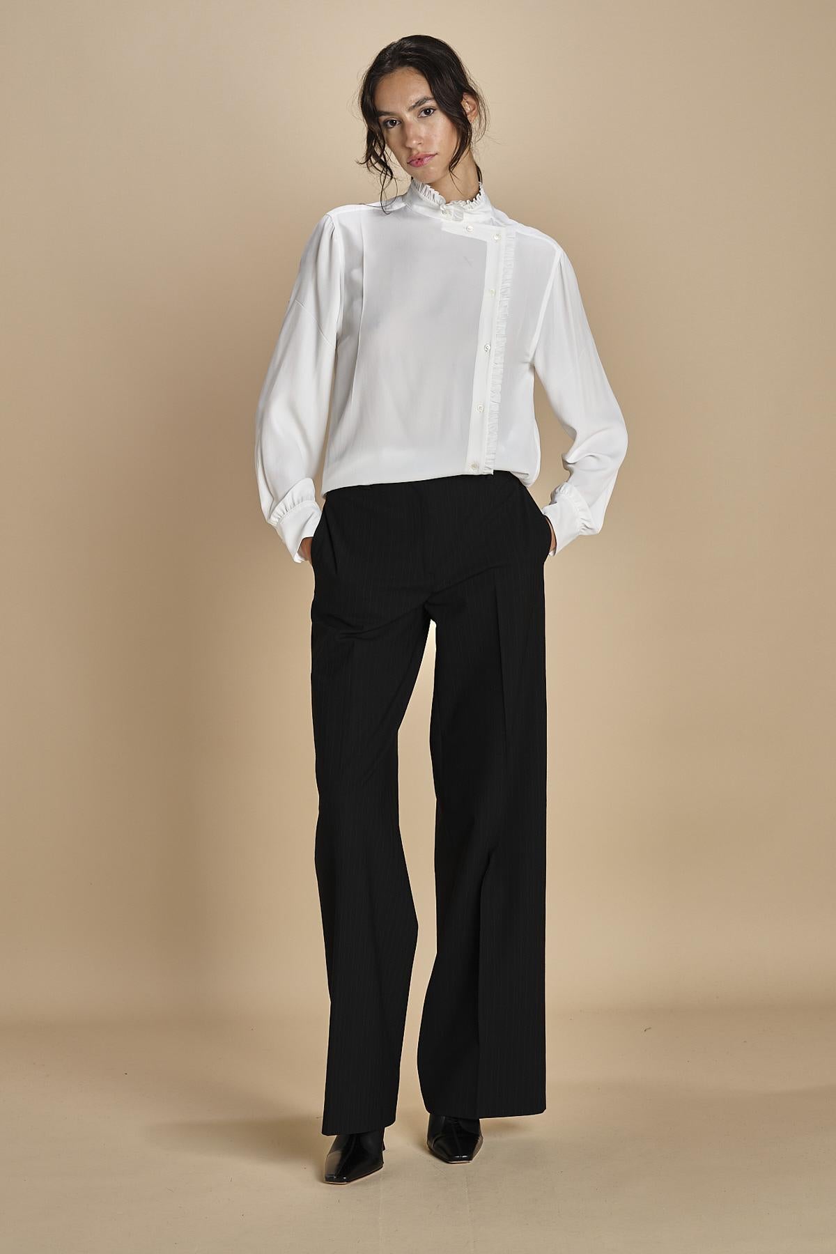 camicia in seta con rouches G0725111 1102 n21