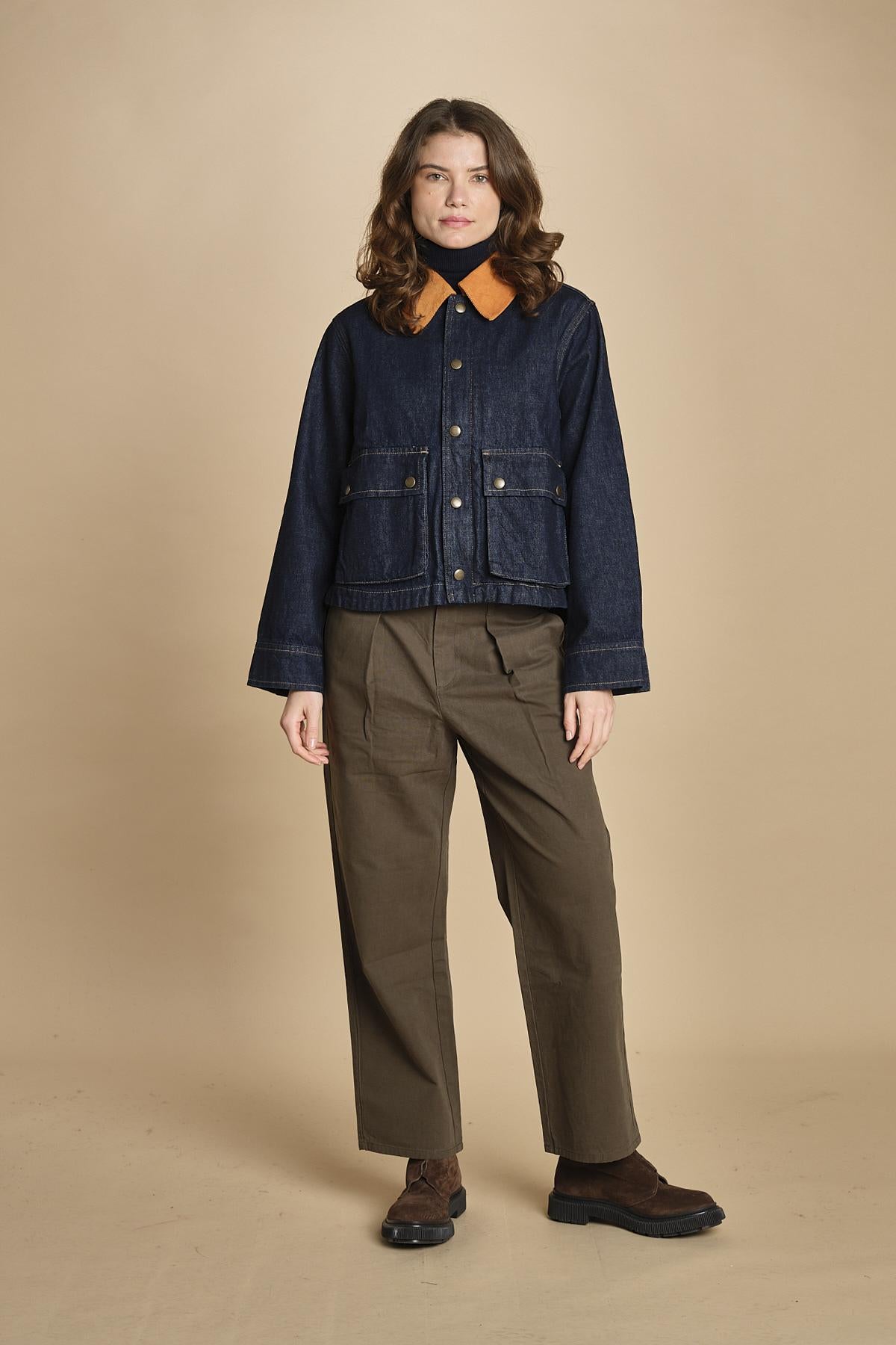 giubbino in denim. J423B912 MIDNIGHT RINSE MIDRI the GREAT