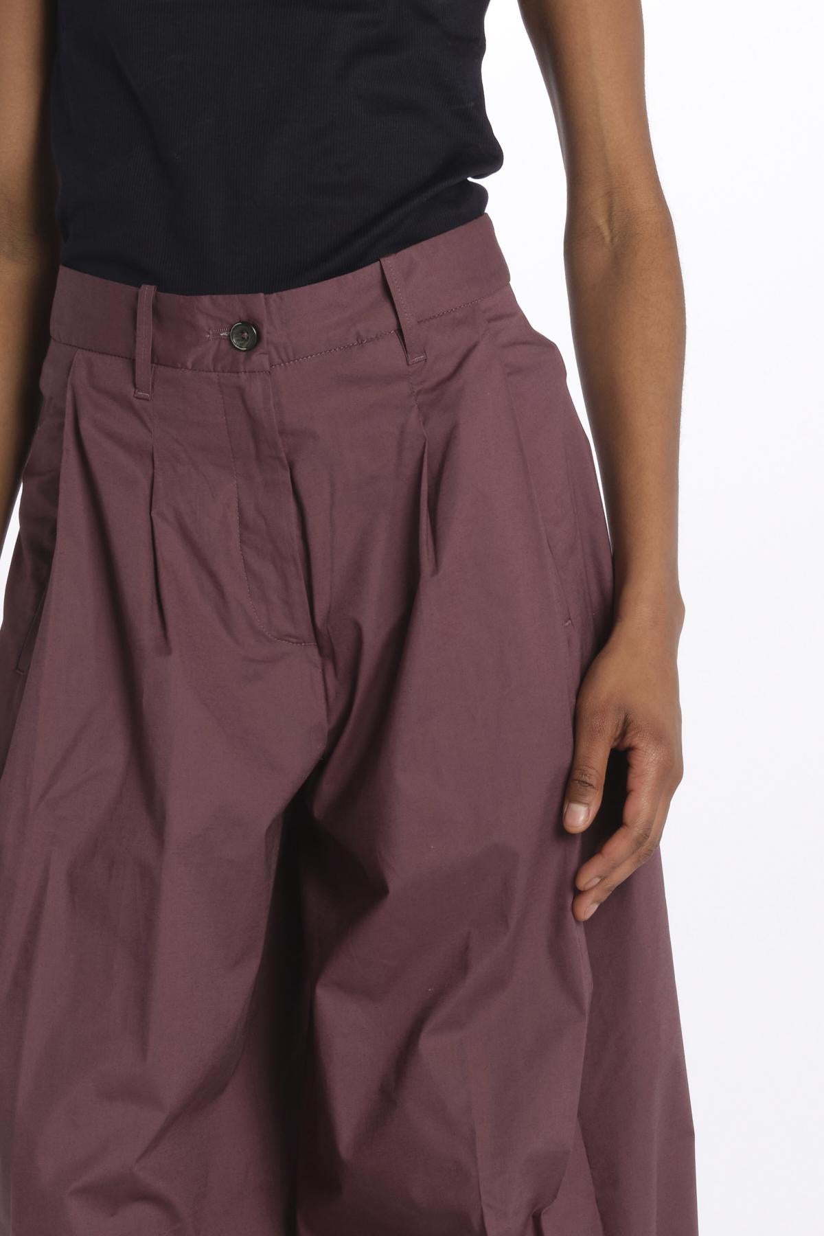 Pant PETRA 2 pinces popeline PETRA PE66 BURGUNDY nine in the morning