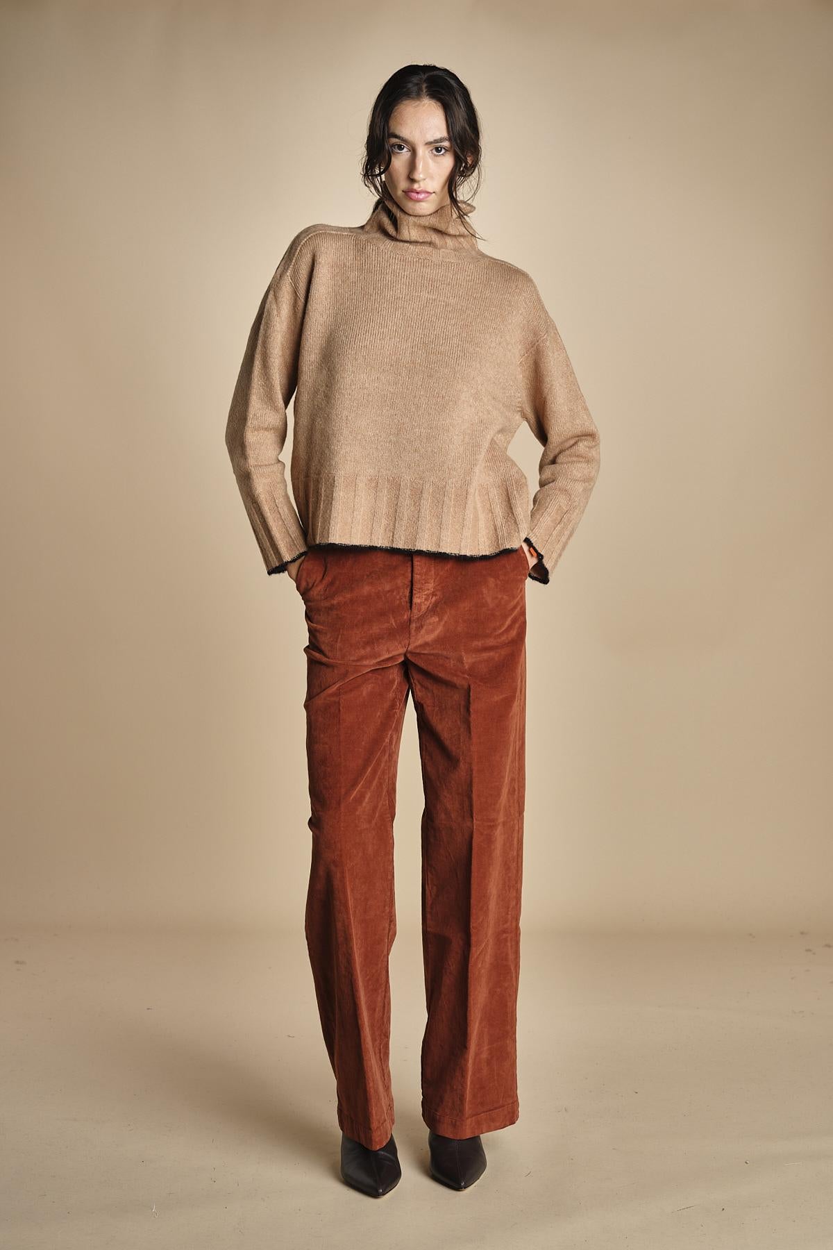 pantalone dritto in fustagno OLIMPIA RUSSETED true avenue