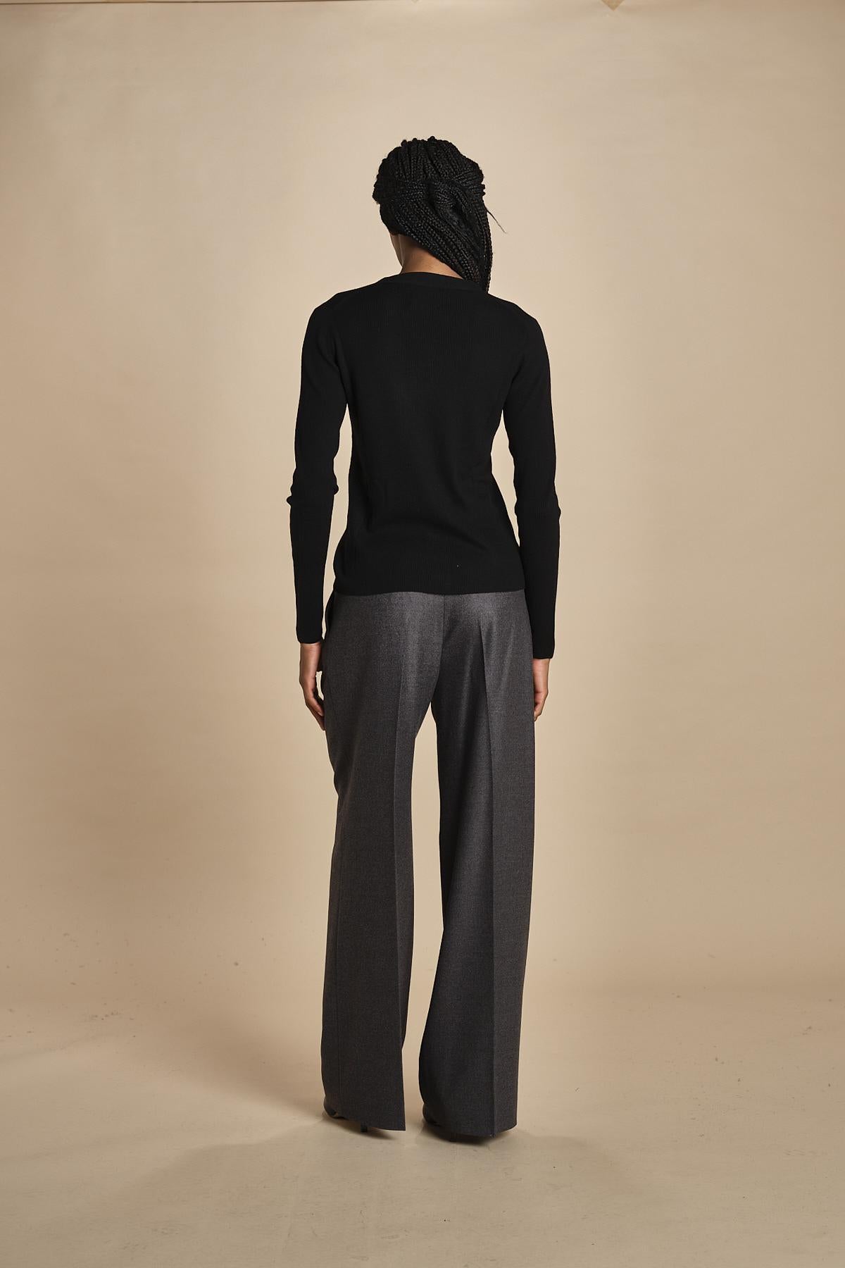 MIL LAU2 cardigan a costine fin.16 MIL LAU2 E14035 NERO milaura