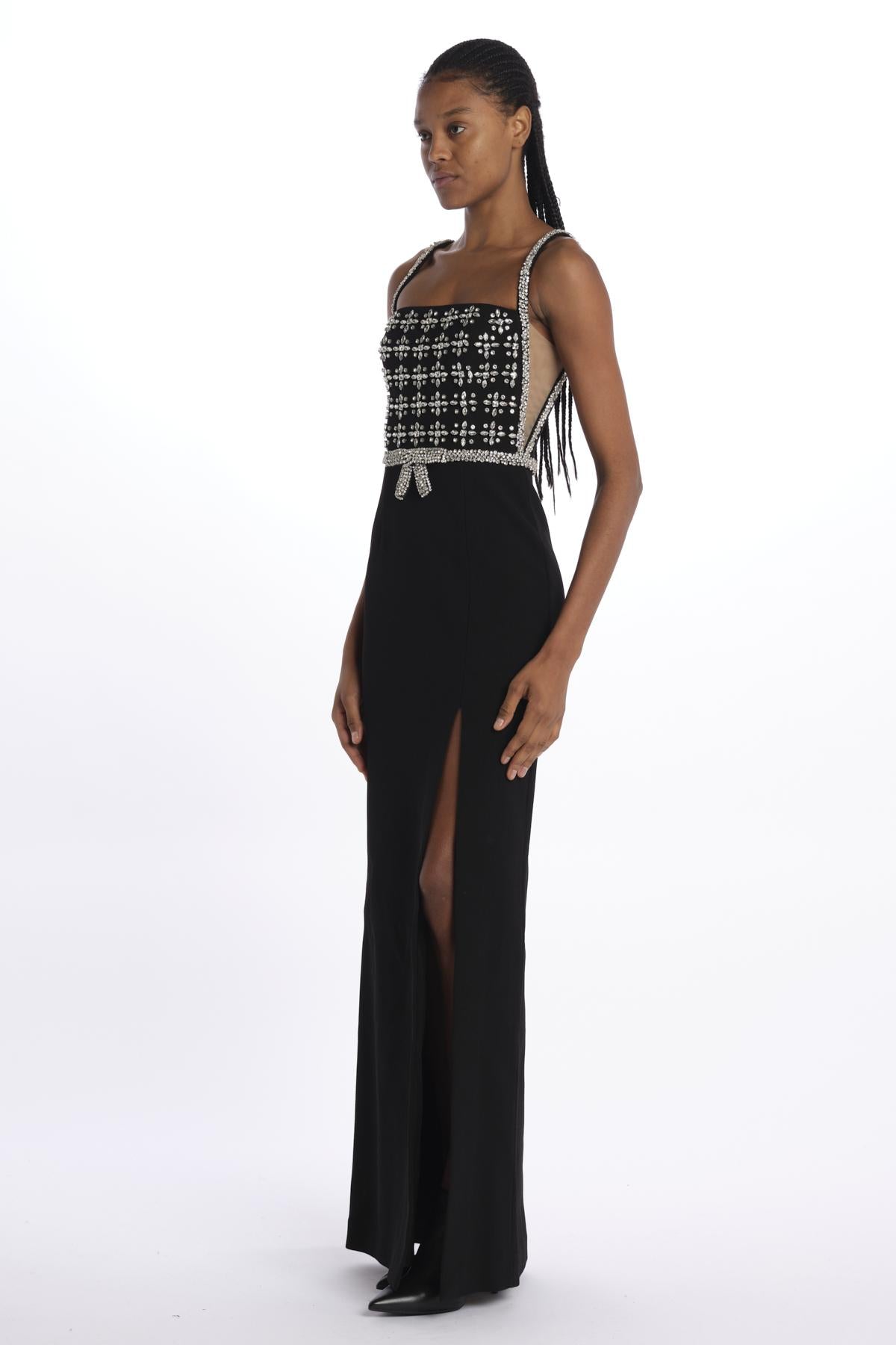 RINA SPLIT GOWN BLACK rebecca vallance