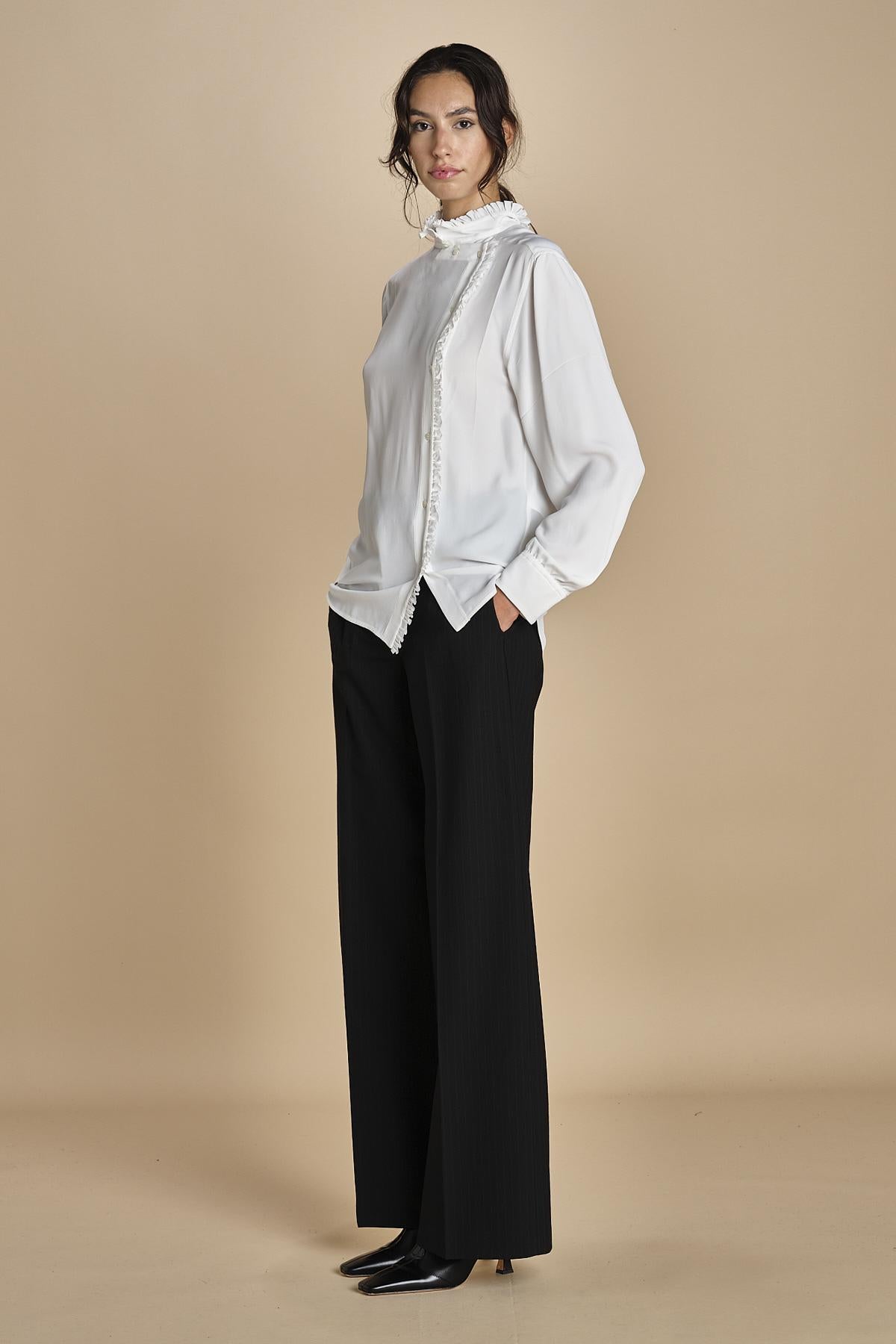 camicia in seta con rouches G0725111 1102 n21