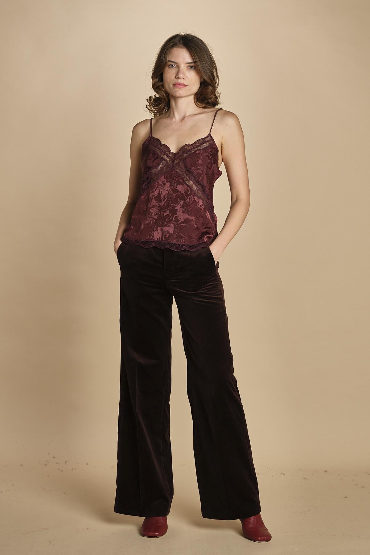 top con spalline sottili. WWCR01298 BURGUNDY 540 zadig & voltaire