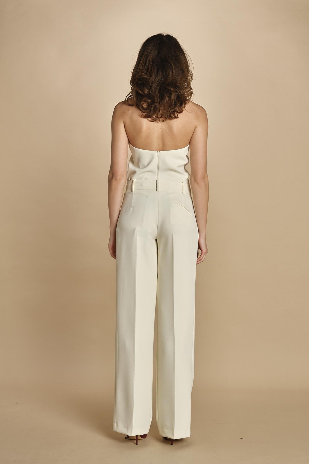 pantalone con pinces 30804-313 LATTE 02 federica tosi