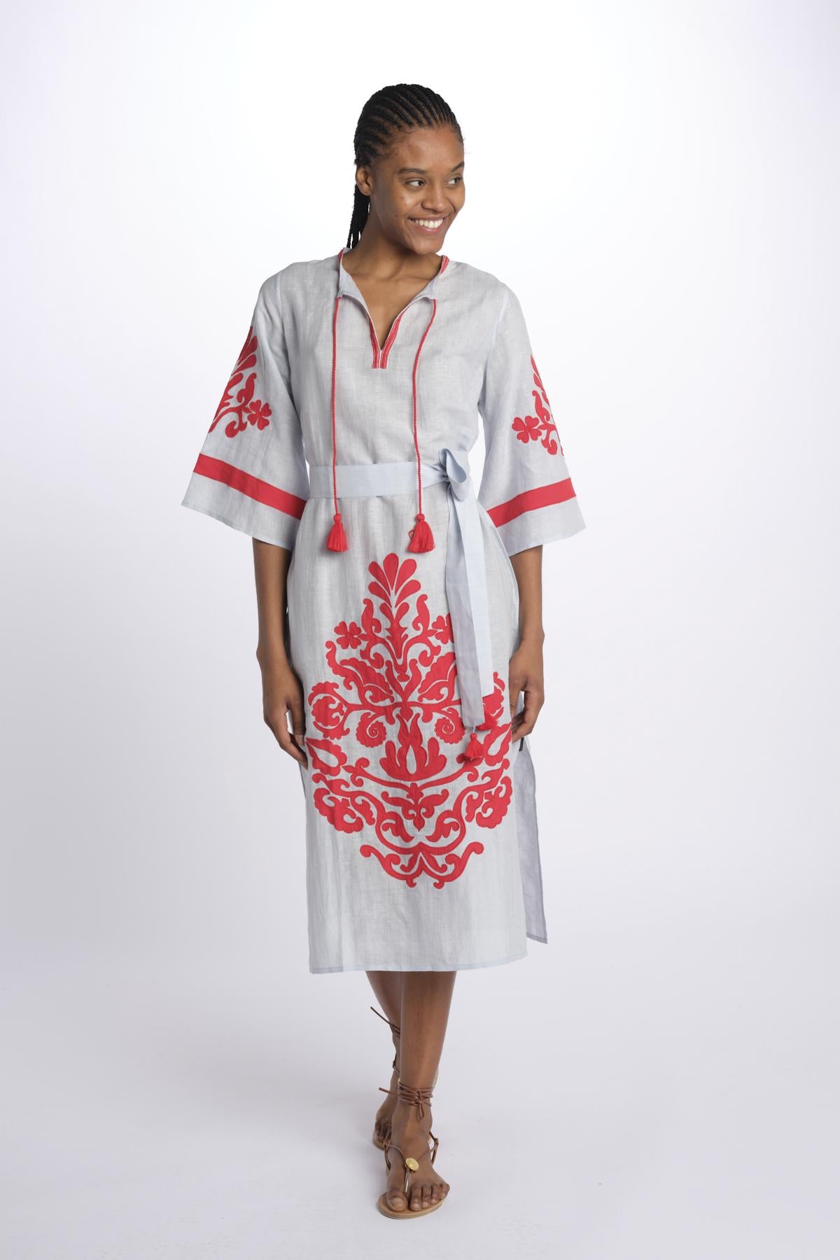 benaras soleil BE24876PALE BLUE RED