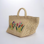 MIZO borsa shopping con fiori ricamati 01BG535 ECRU bagatelle france