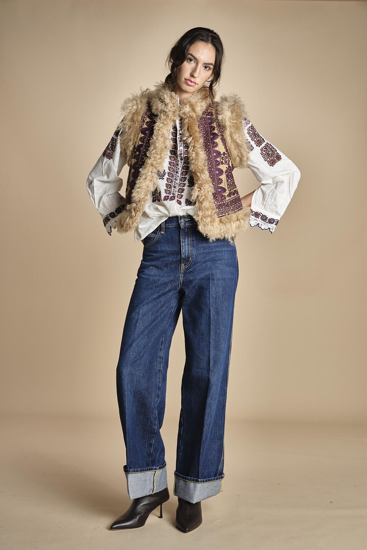 camicia con ricamo floreale TAMI BLOUSE CREAM antik batik