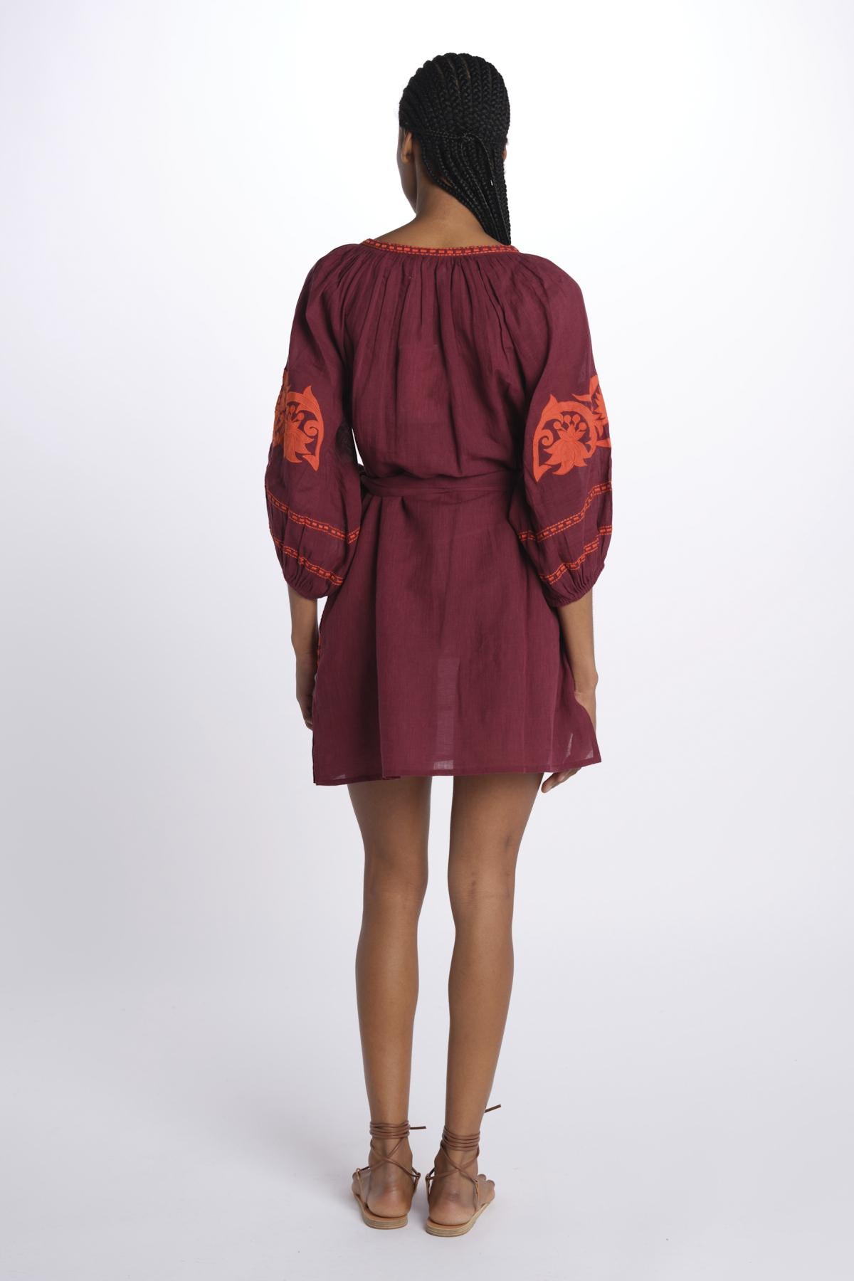 PAISLEY tunica con fiori applicati by milaura. BE24877ATUN BURGUNDY benaras soleil