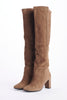 Unlined suede high boot, 7.5cm heel