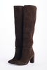 Unlined suede high boot, 7.5cm heel