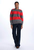 Oversized shirt with button-down collar and stripes