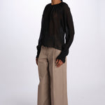 Camicia manica sbuffo ricamo cetrale BE24544 BLACK milaura 