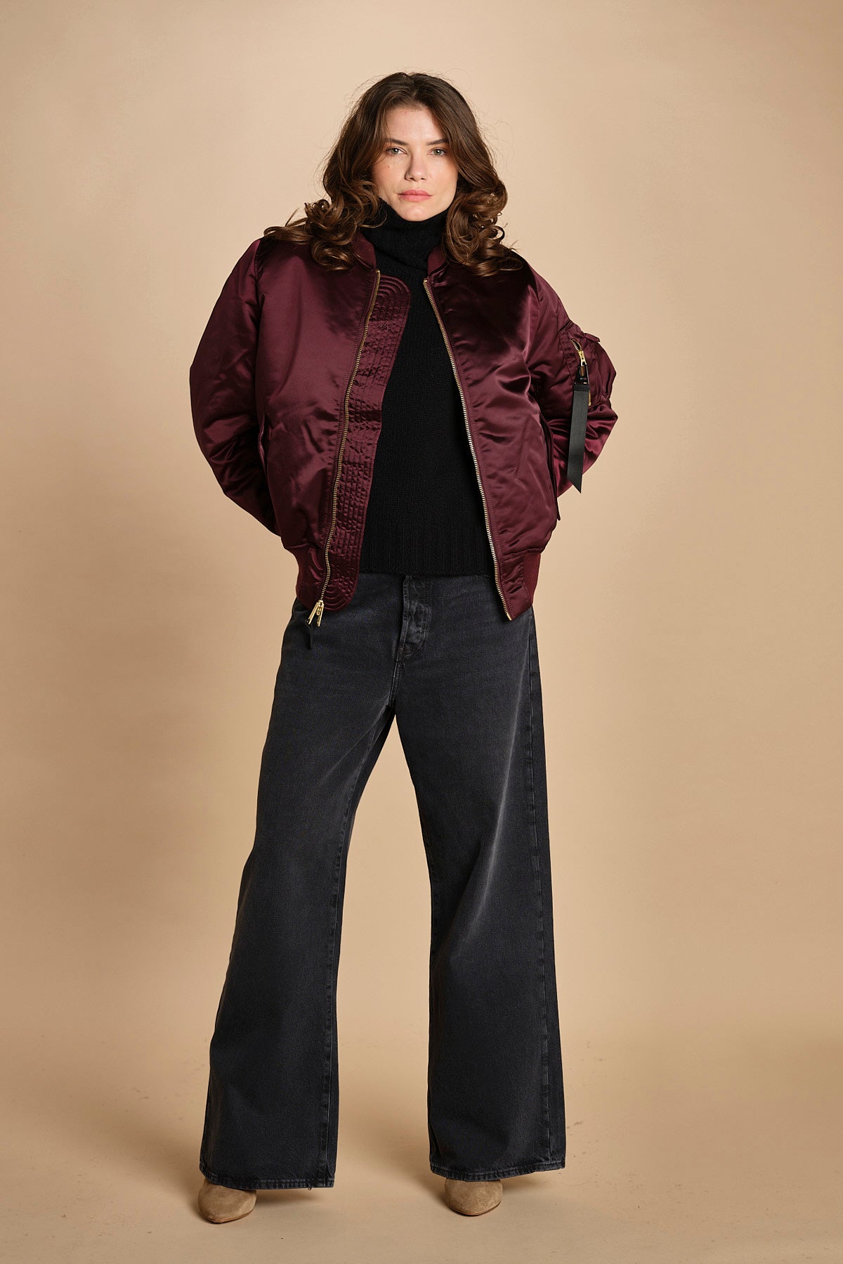 bomber unisex nylon raso 756111 MA- 608 DARK CHERRY alpha 