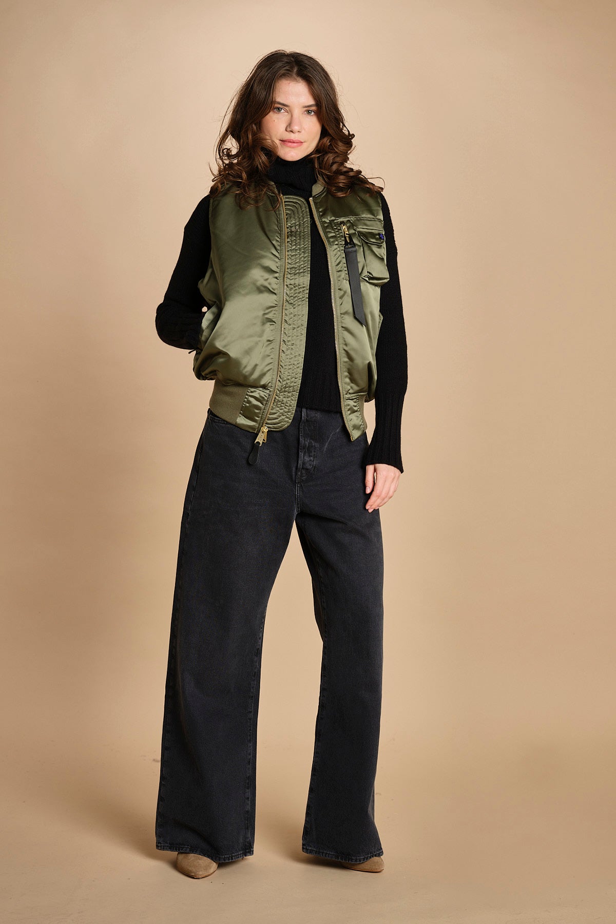 gilet unisex in nylon raso 758102 MA1 SAGE GREEN alpha 