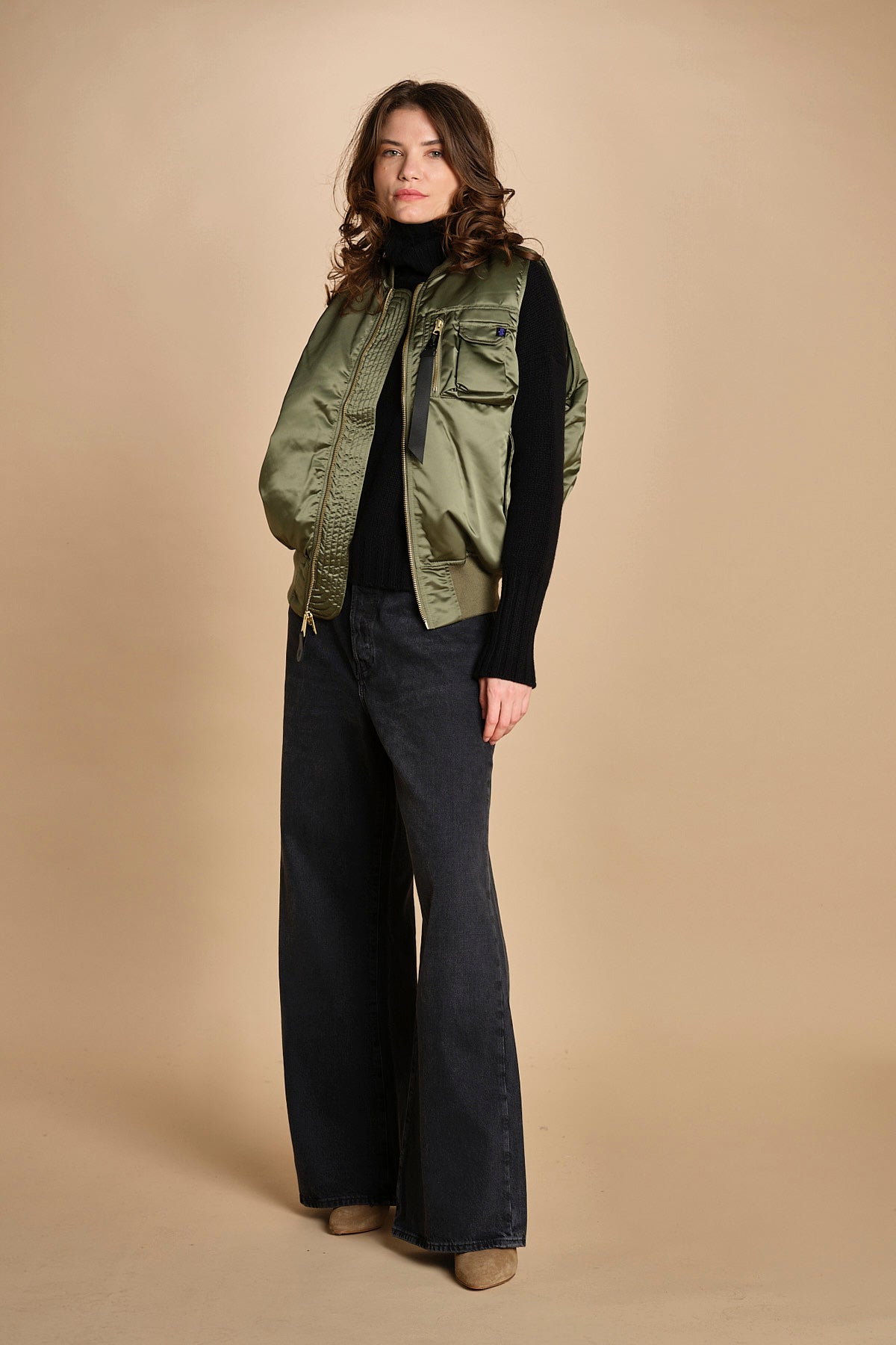 gilet unisex in nylon raso 758102 MA1 SAGE GREEN alpha 