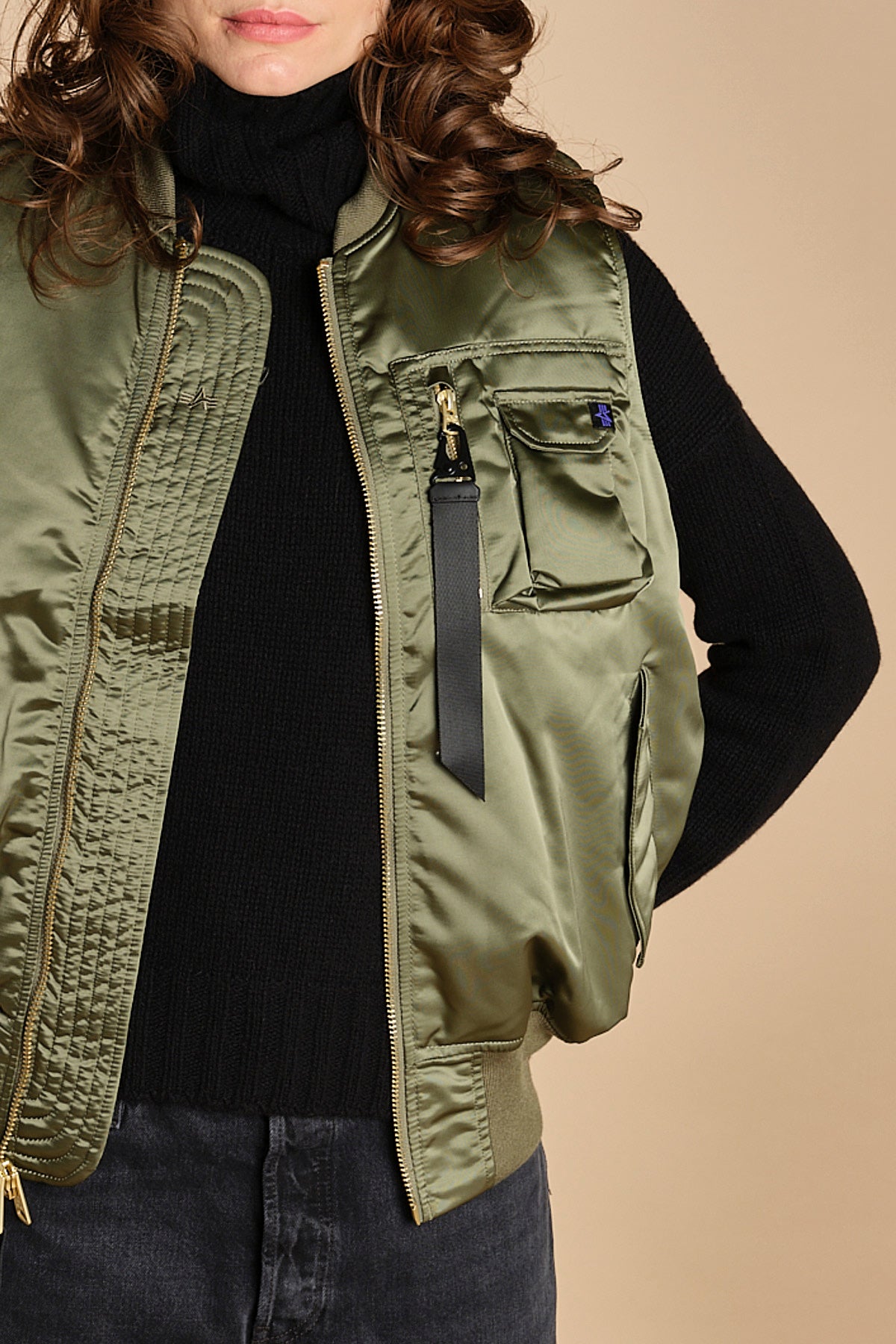 gilet unisex in nylon raso 758102 MA1 SAGE GREEN alpha 