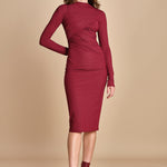 abito longuette con drappeggio FRANCIS BURGUNDY amazuìn 