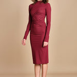 abito longuette con drappeggio FRANCIS BURGUNDY amazuìn 