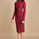 abito longuette con drappeggio FRANCIS BURGUNDY amazuìn 