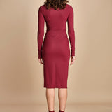 abito longuette con drappeggio FRANCIS BURGUNDY amazuìn 