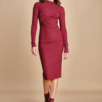abito longuette con drappeggio FRANCIS BURGUNDY amazuìn 