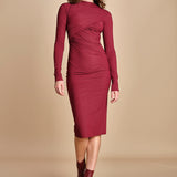 abito longuette con drappeggio FRANCIS BURGUNDY amazuìn 