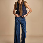 gilet gricamato con montone HUGO GILET NAVY antik batik 